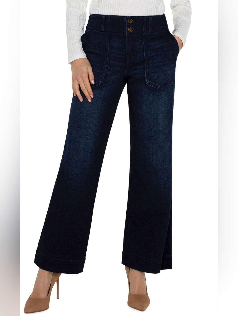 Liverpool | Patch Pocket Dark Wash Wide Leg Trouser Size 12/31